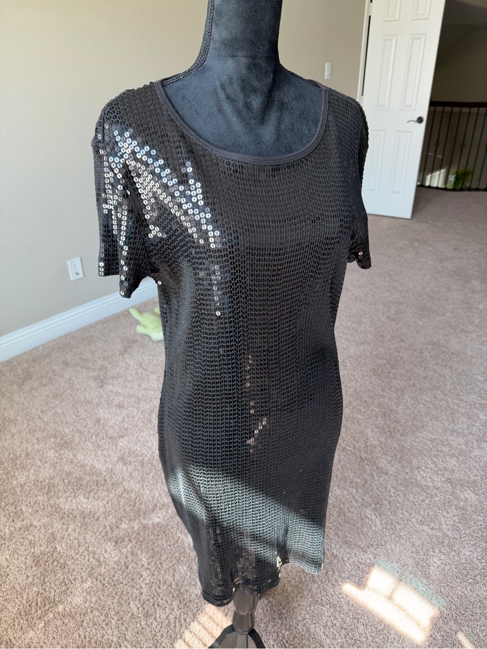 Michael Kors Black Sequin Mesh Tunic Dress